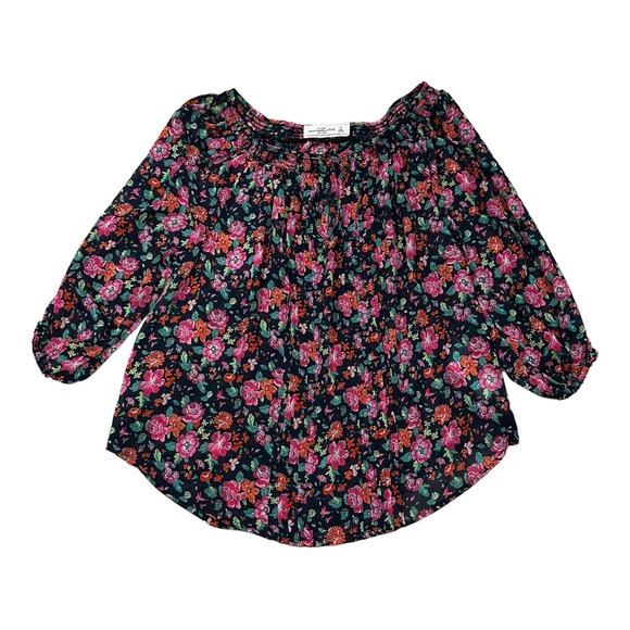 Abercrombie Fitch Blouse Sheer Long Sleeve‎ Multicolor Floral Top Women's Sz S - Picture 1 of 5